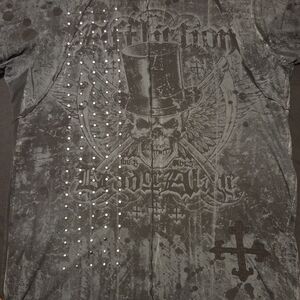 Affliction Men's Dead Or Alive Gray Graphic T-Shirt